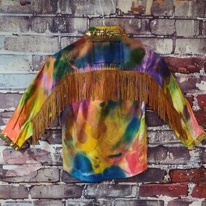 Swanky Vine Company Fringed Tie Dye Shirt